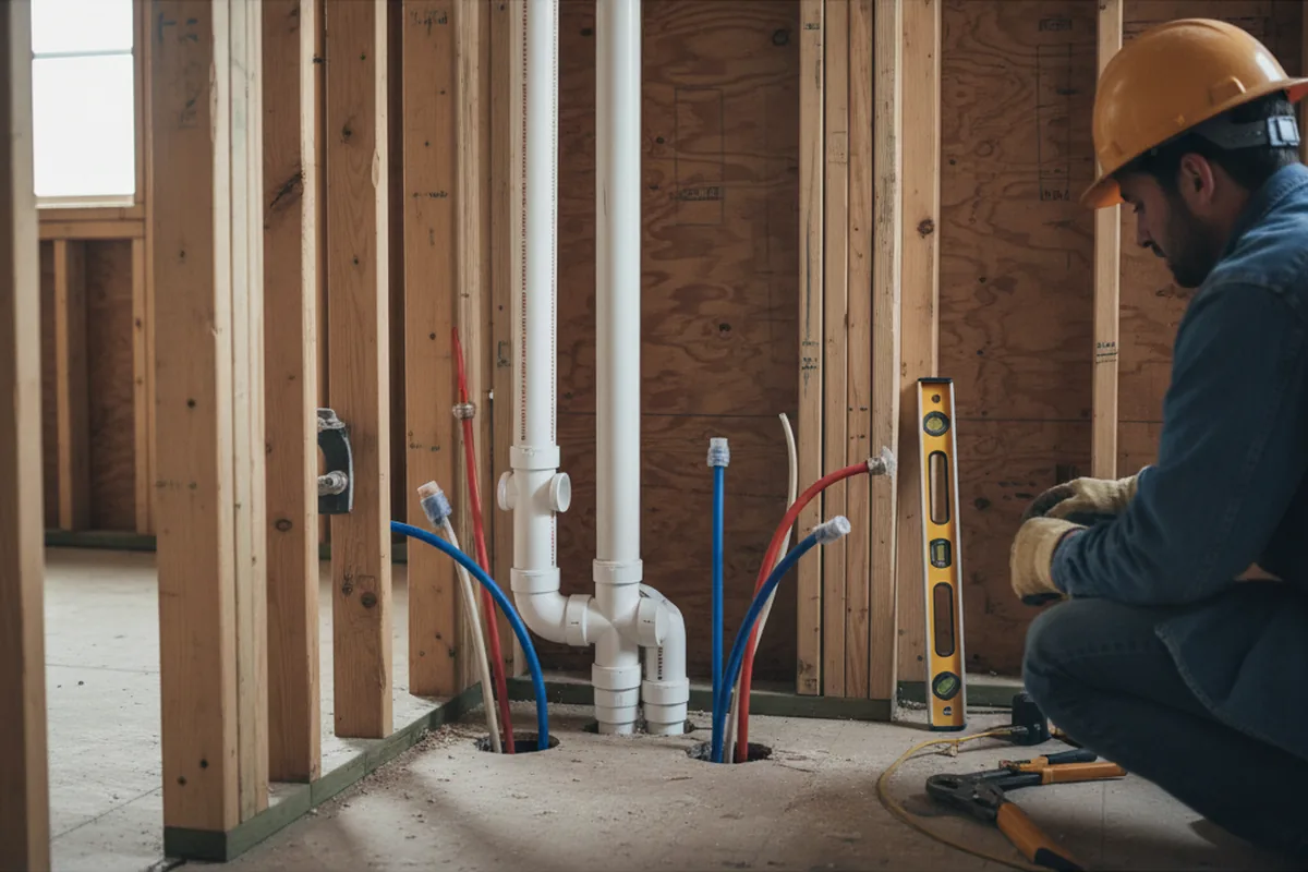 Drain and supply rough-in during Leak Detection in Halethorpe